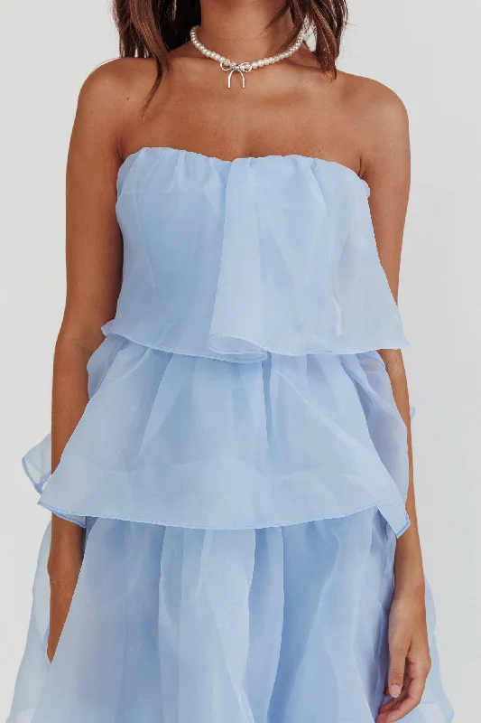 Behati Tiered Layer Midi Dress Blue