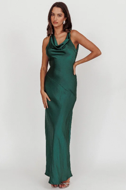 Cassiopeia Open Back Maxi Dress Forest Green