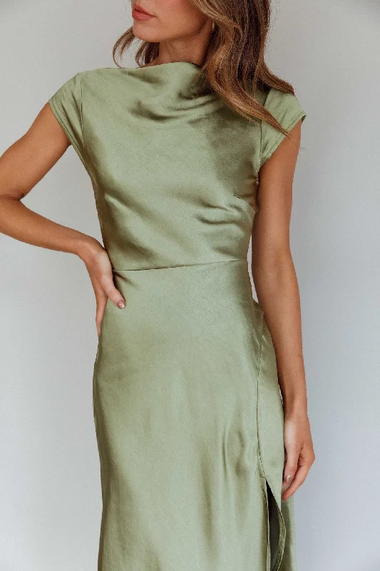 Lucinda Twist Back Midi Dress Olive