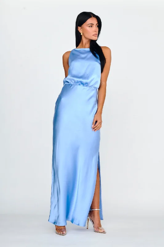 Midnight Hour Side Split Midi Dress Ocean