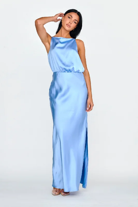 Midnight Hour Side Split Midi Dress Ocean