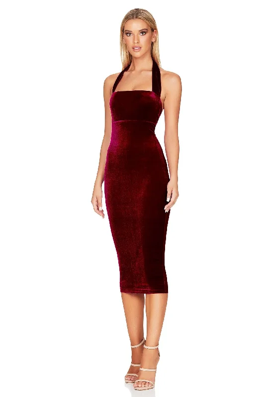 Nookie Vera Velvet Midi Dress - Wine