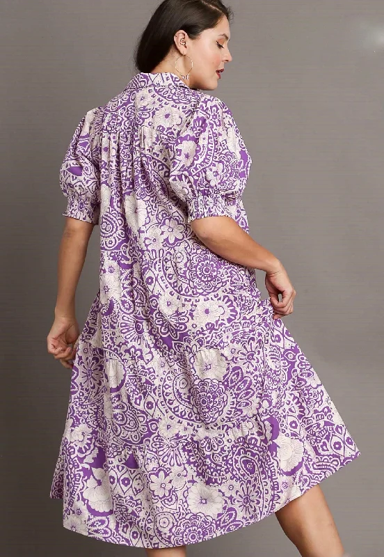 Paisley Party Lavender Midi Dress