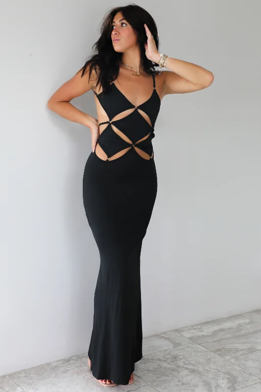 Shine Bright Like A Diamond Maxi Dress: Black