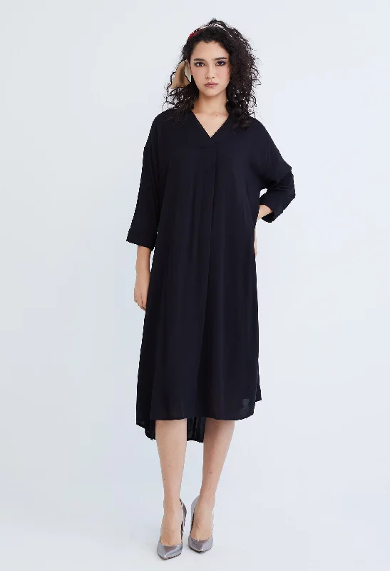 Slip-On Dress with Folded Cuff Sleeve