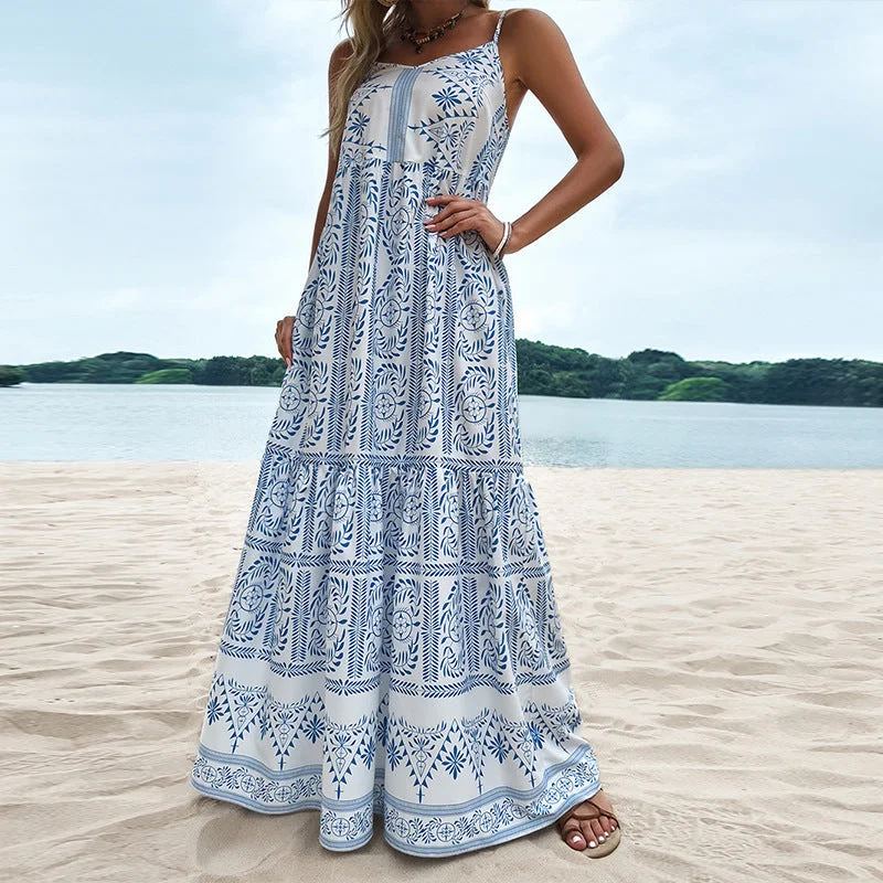 Smiling For No Reason Floral Maxi Dress - Blue - FINAL SALE