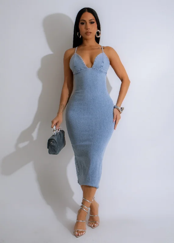 Taking It Slow Midi Dress Light Denim