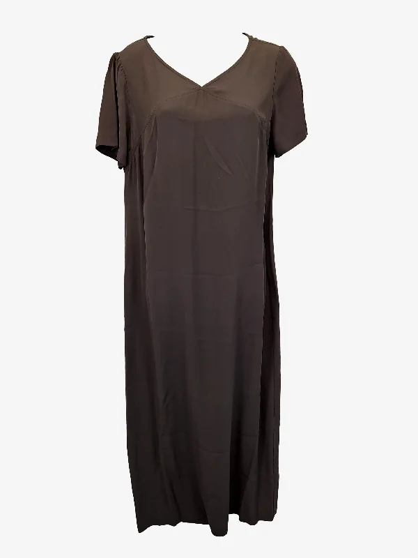 Adel Palmer Chocolate Silk Classic Maxi Dress Size 12