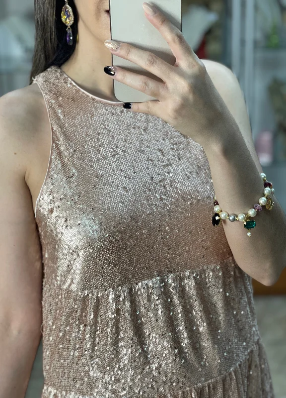 Blush Sequins Tiered Dress