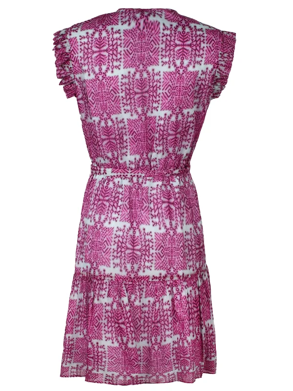 Caroline Dress Fuschia Voile Tribal Print