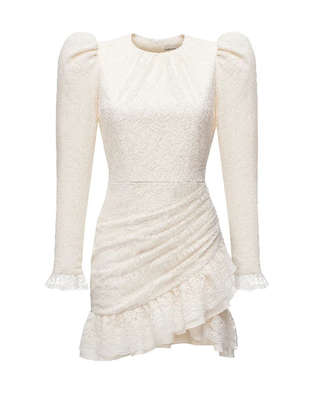 CHARLOTTE, LACE MINI DRESS MILKY