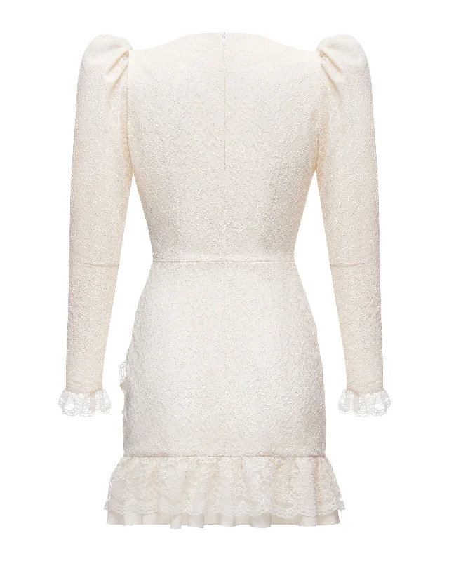 CHARLOTTE, LACE MINI DRESS MILKY