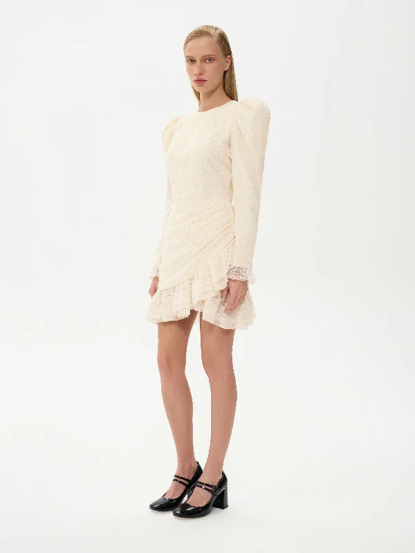 CHARLOTTE, LACE MINI DRESS MILKY