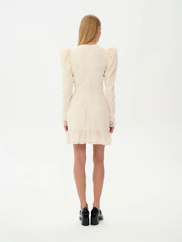 CHARLOTTE, LACE MINI DRESS MILKY