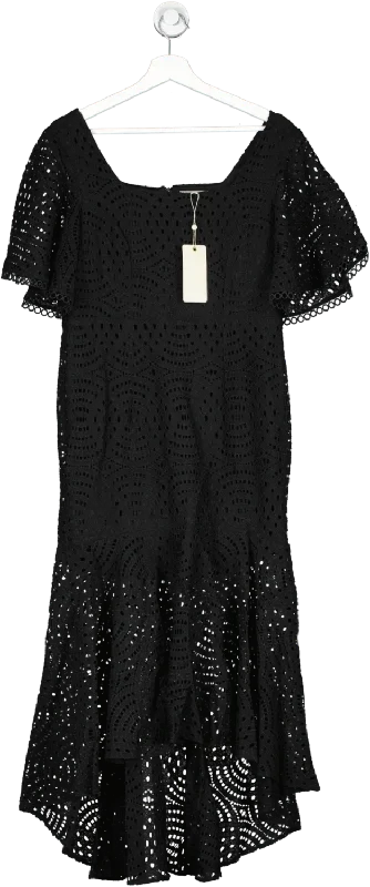 Coast Black Lace Peplum Hem Dress UK 12