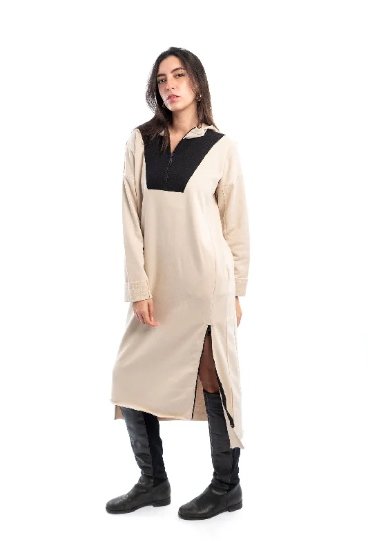 Long Sleeves Zipper Dress - Threads by Sara