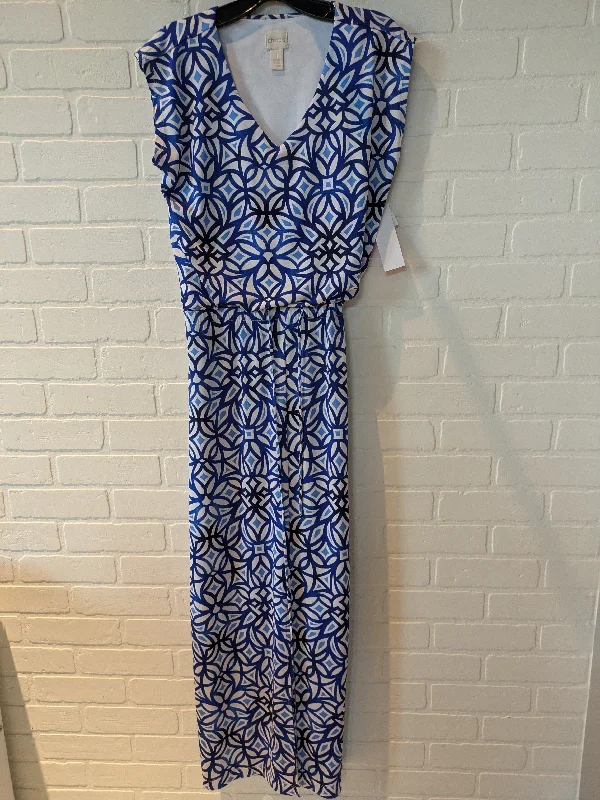 Dress Casual Midi By Chicos In Blue & White, Size: M