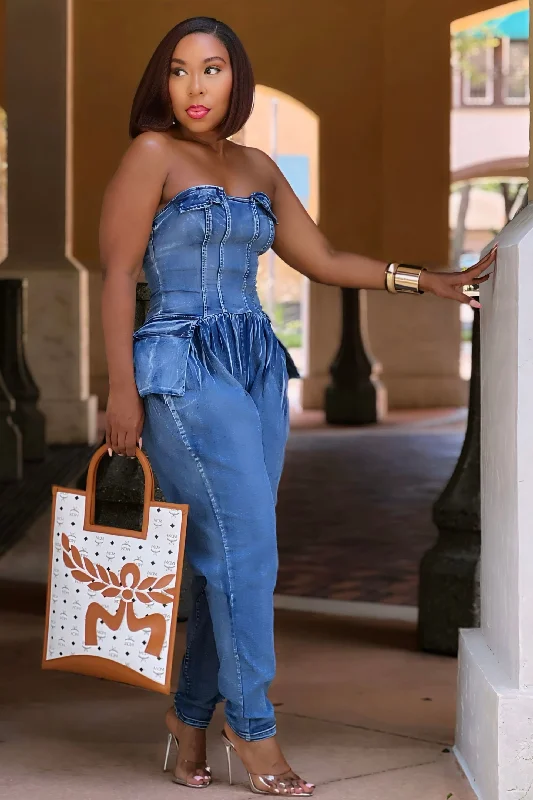 Erika Simply Chic Baggy Denim Jumpsuit