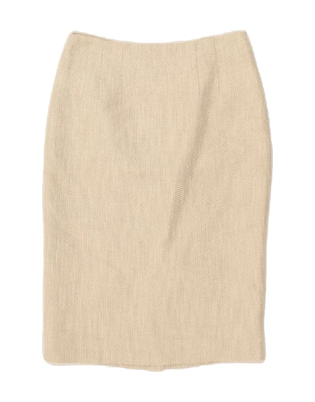 HOBBS Womens Pencil Skirt UK 10 Small W29  Beige Linen