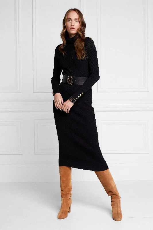 Kensington Midi Jumper Dress (Black)