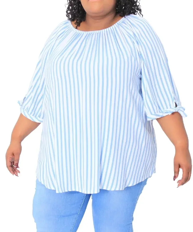 Ladies Striped Off The Shoulder Top