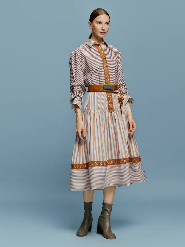 Lamar Dress Multi Brown Stripes