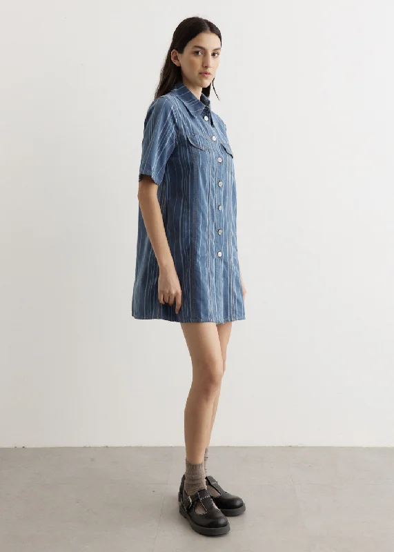 Light Stripe Denim Mini Dress