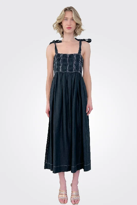 Zoe Linen Dress - Black