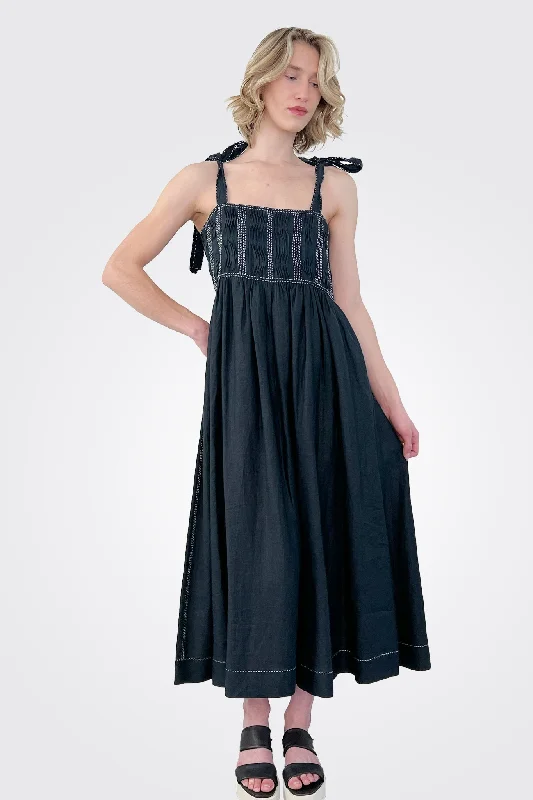 Zoe Linen Dress - Black