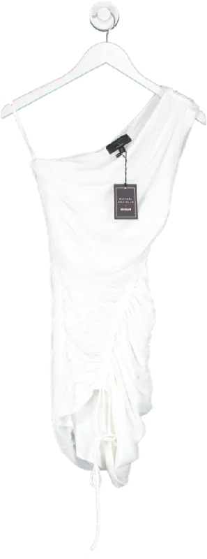 Michael Costello White Xrevolve Ledger Mini Dress UK XXS