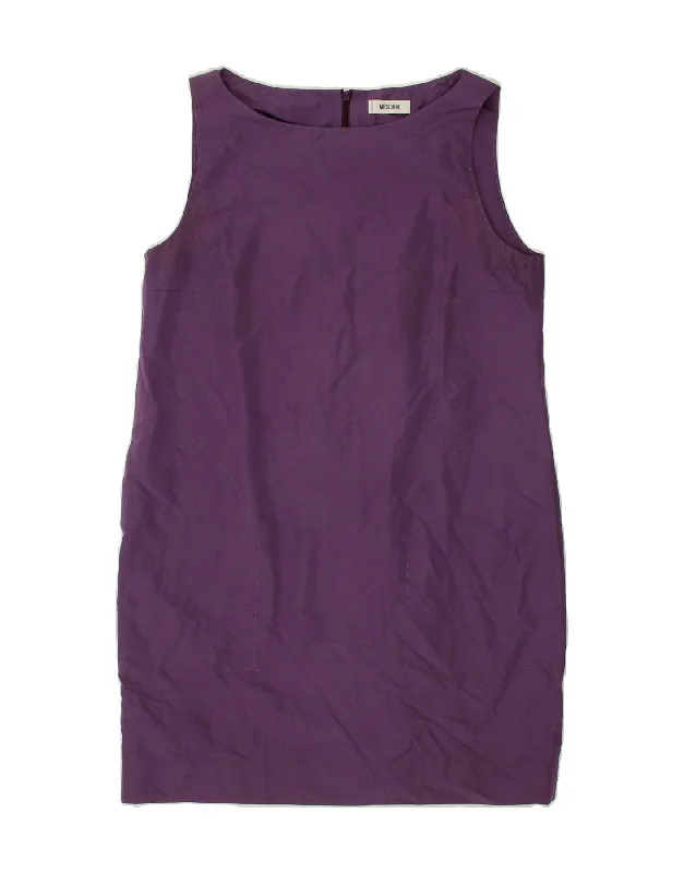 MOSCHINO Womens Sleeveless Sheath Dress UK 10 Small Purple Cotton