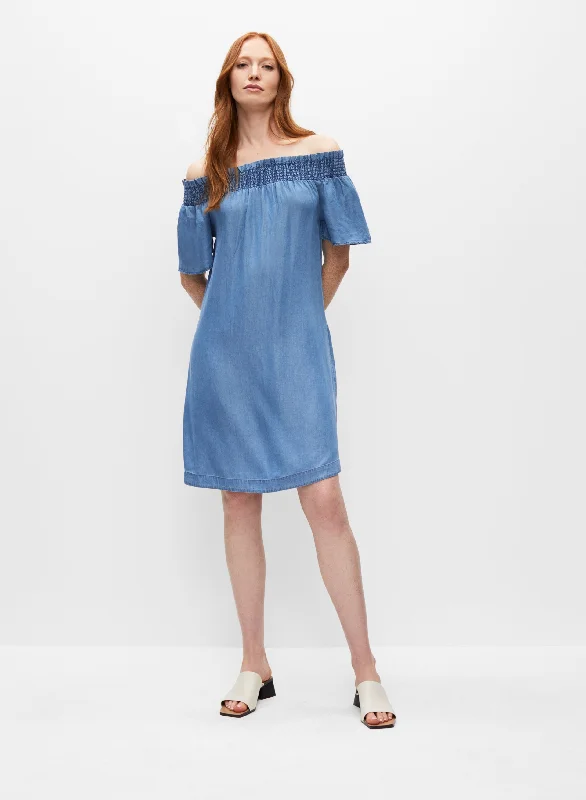 Off-the-Shoulder Tencel Dress