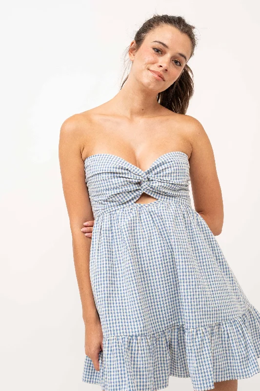 Picnic Gingham Strapless Mini Dress