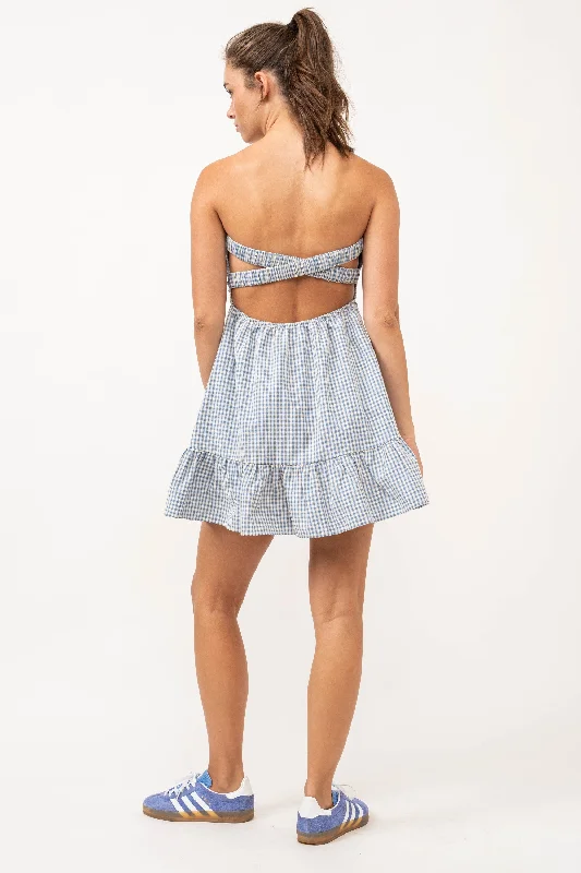 Picnic Gingham Strapless Mini Dress