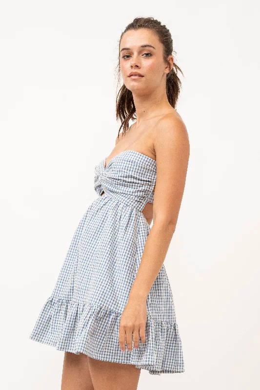 Picnic Gingham Strapless Mini Dress