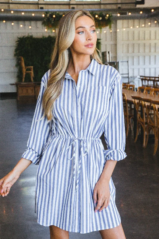 Rani Striped Shirt Dress, Blue | Steve Madden