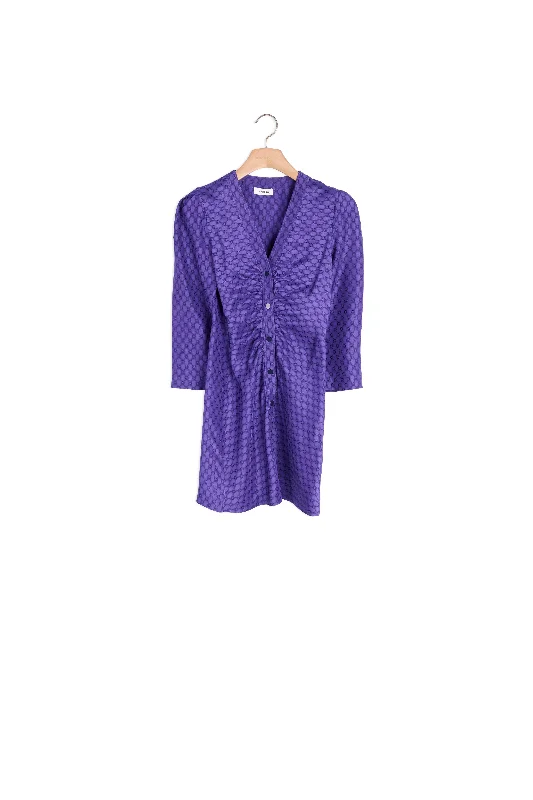 Robe courte froncé jacquard à motifs