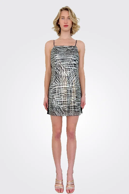 Tallon Printed Dress - Silver Black