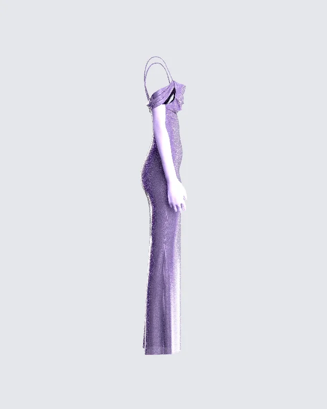 Tessa Purple Maxi Dress & Gloves