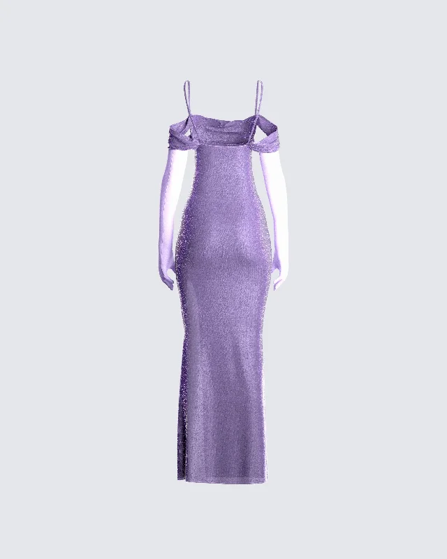 Tessa Purple Maxi Dress & Gloves