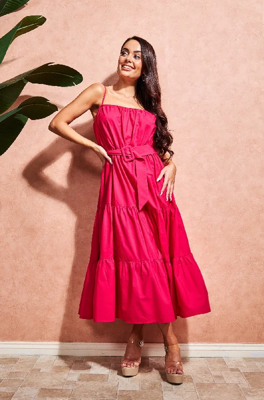 Tiered Maxi Dress in Pink Cotton | Isla