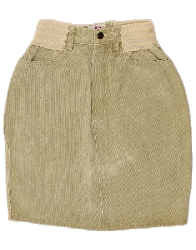 VINTAGE Womens Denim Skirt W32 Large Beige