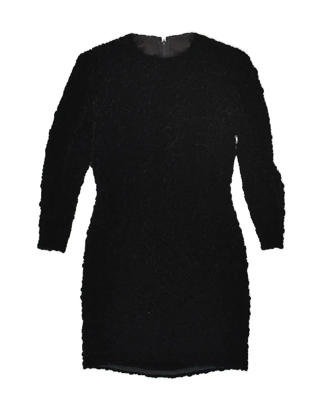 VINTAGE Womens Long Sleeve Bodycon Dress UK 12 Medium Black