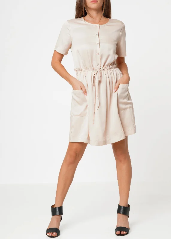 Women's Short Sleeve Utility Dress in Sand