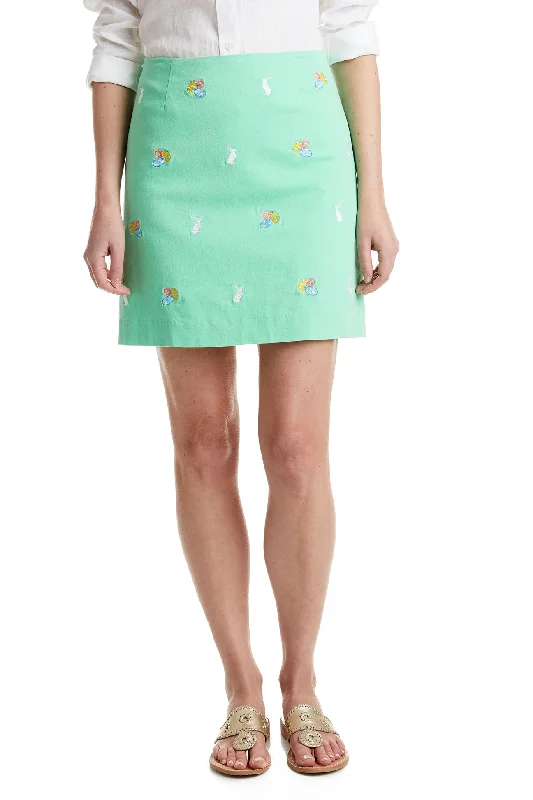 Ali Skirt Stretch Twill Spring Green with Easter Eggs and Bunny 19""