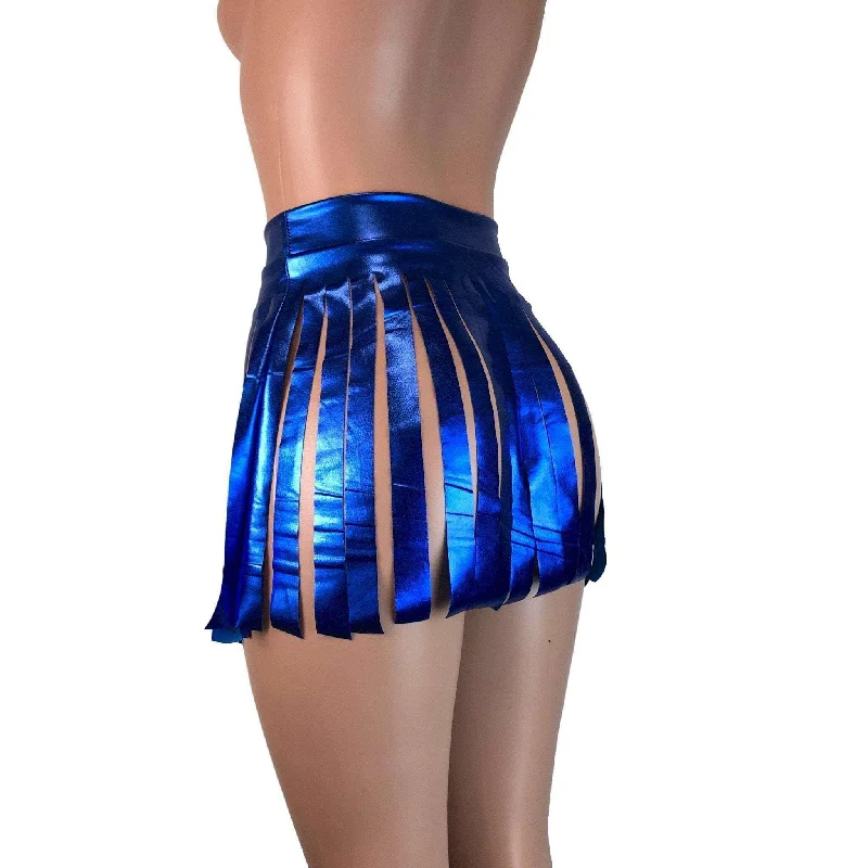 Fringe Skirt - Blue Metallic