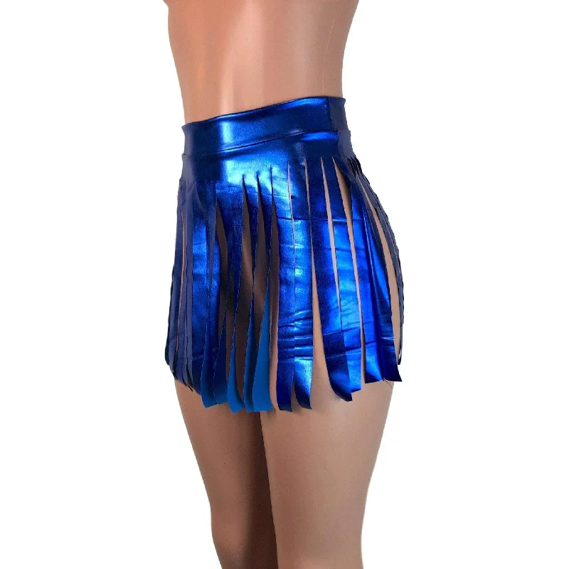 Fringe Skirt - Blue Metallic