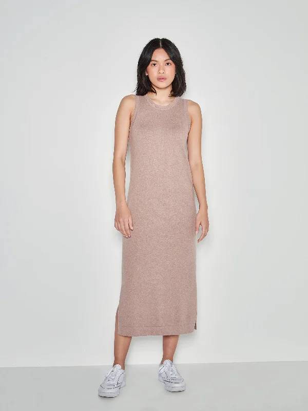 JHL Split Tank Dress (Cotton Cashmere) Rosewood Marle