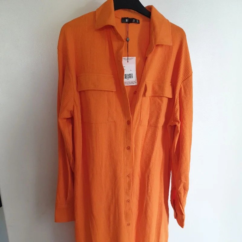 Missguided oversized rib Orange Jumper midi Dress Uk12****Ref V4