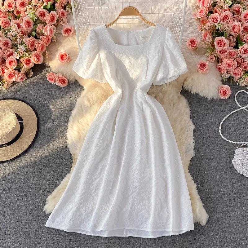 White A line short dress fashion dress  488